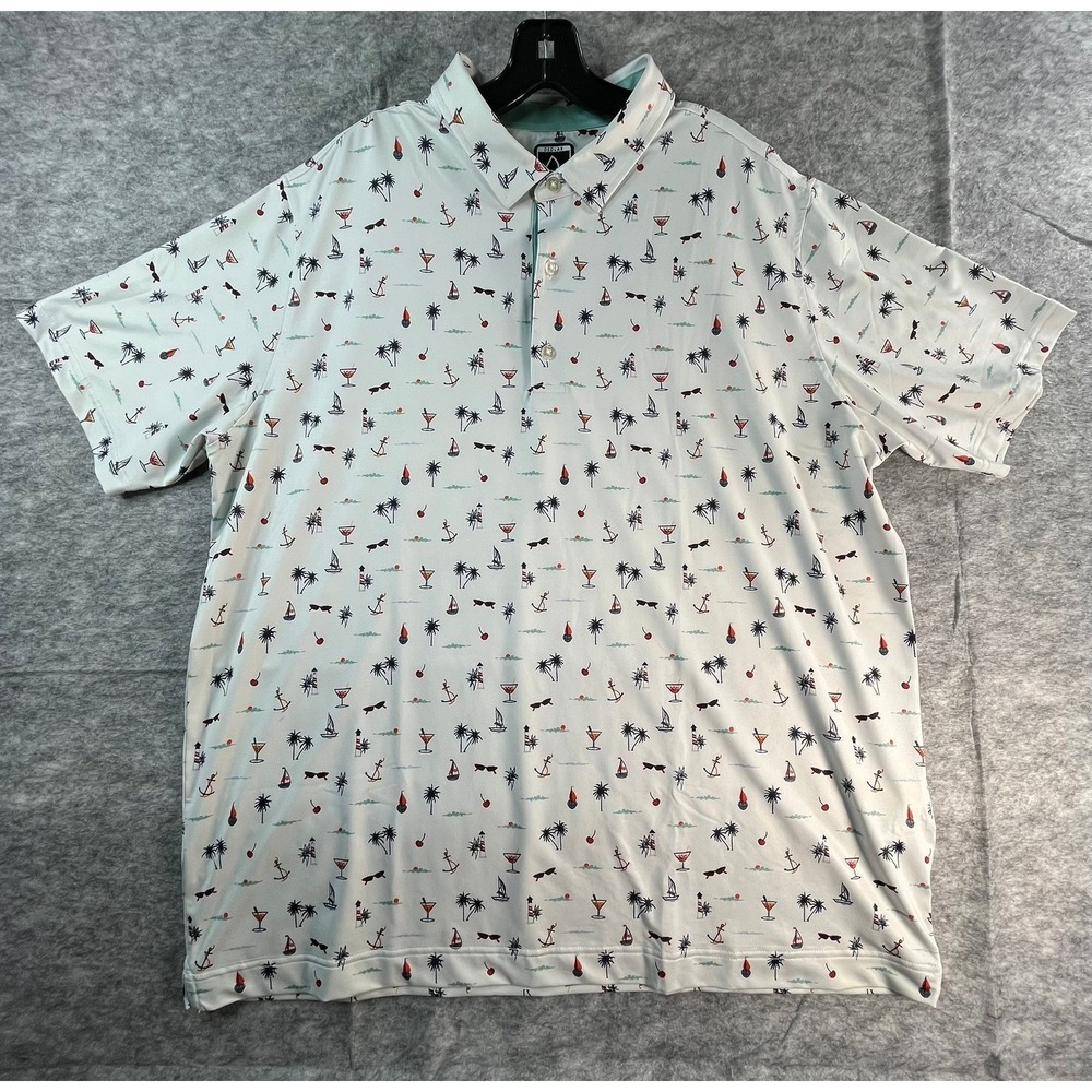 DEOLAX Mens 2XL Shirt Performnce Golf Allover Print Stretch